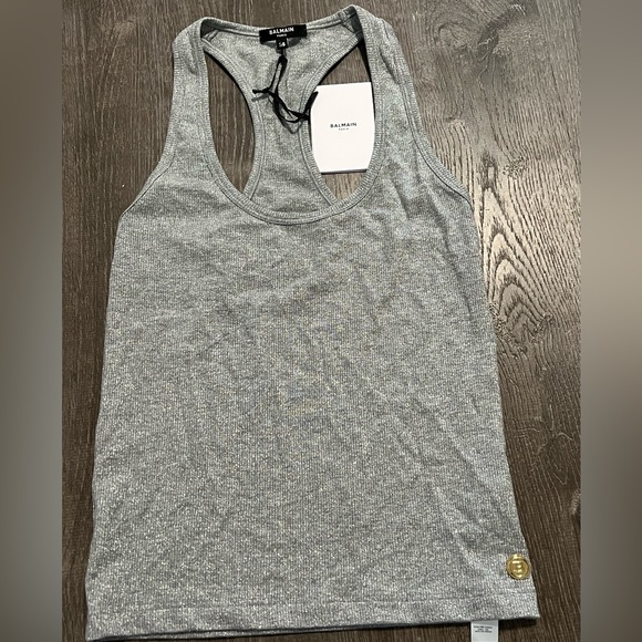 BALMAIN***Silver Sparkly Lame Tank Top***F36/Small $675 - Picture 2 of 6